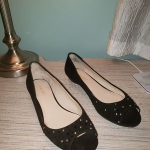 Black suede Nine West flats